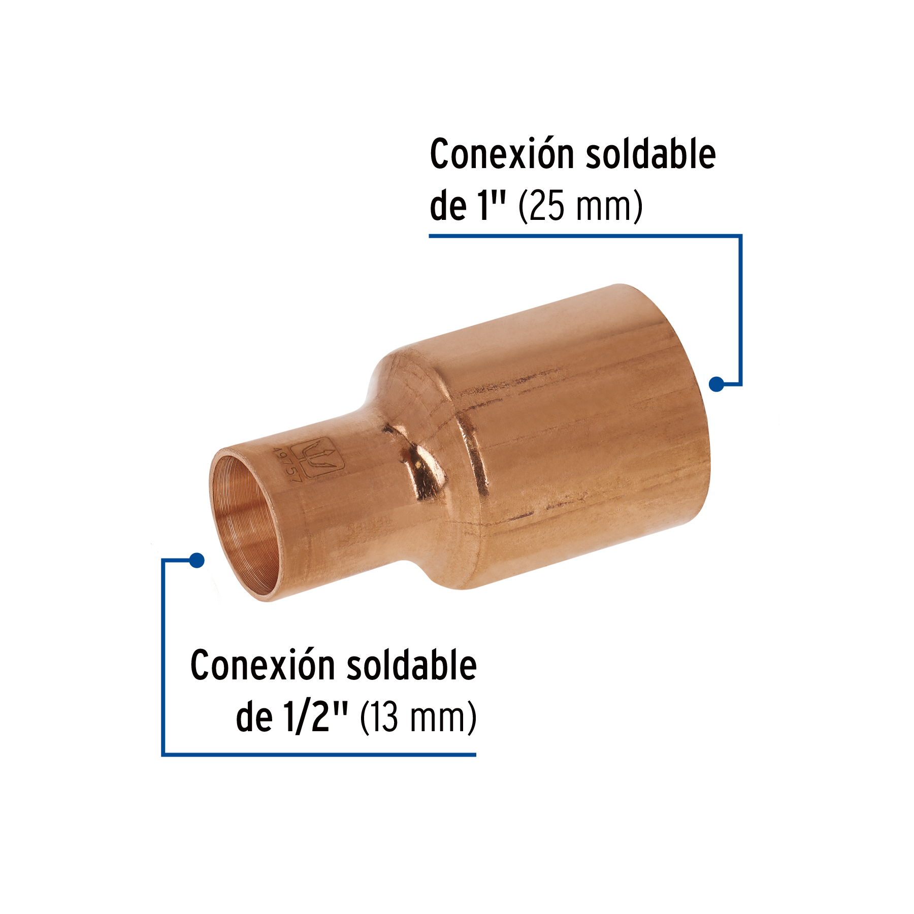 Reducción bushing de cobre, 1 x 1/2', FOSET - Imagen 3