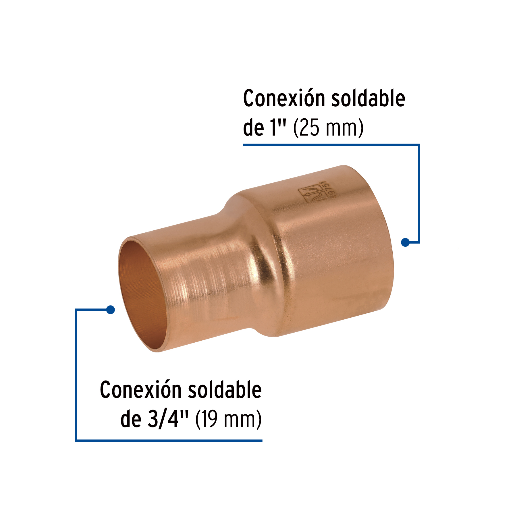 Reducción campana de cobre 1 x 3/4', FOSET - Imagen 3