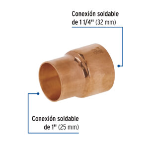 Reducción campana de cobre 1-1/4 x 1', FOSET - Imagen 3