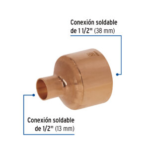 Reducción campana de cobre 1-1/2 x 1/2', FOSET - Imagen 3