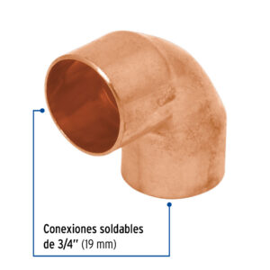 Codo 90° de cobre de 3/4', FOSET - Imagen 3