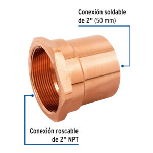 Conector de cobre, rosca interior 2', FOSET - Imagen 3