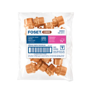 Conector de cobre, rosca exterior 1/2', FOSET - Imagen 4