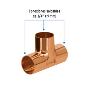 Tee sencilla de cobre 3/4', FOSET BASIC - Imagen 3