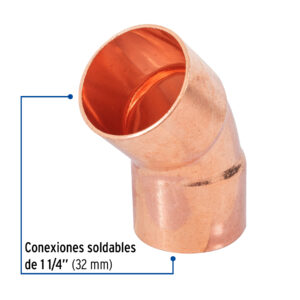Codo 45° de cobre 1-1/4', FOSET - Imagen 3