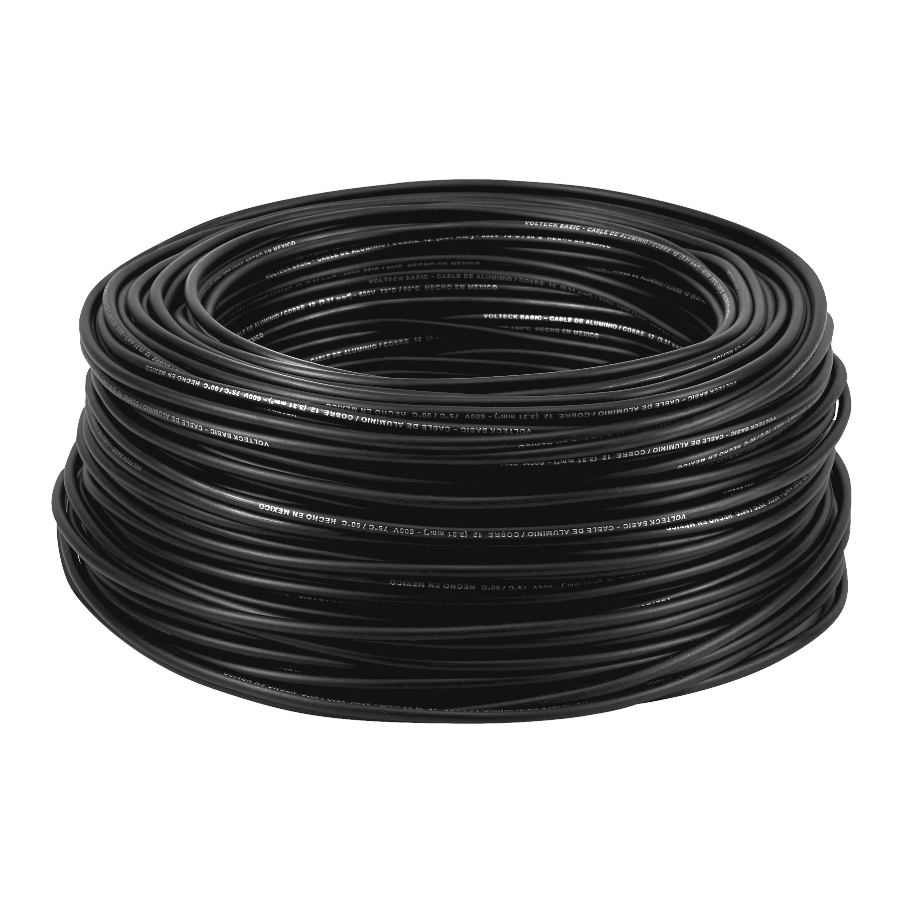 Rollo de 100 metros de cable THW CCA 12 AWG negro, BASIC - Imagen 2
