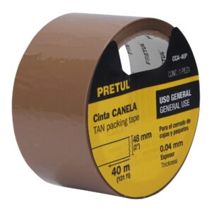 Cinta de empaque 48 mm x 40 m canela, PRETUL - Imagen 3