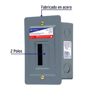 Centro de carga metálico 2 polos 50A de empotrar, VOLTECK - Imagen 3