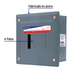 Centro de carga metálico 6 polos 100A de empotrar, VOLTECK - Imagen 3