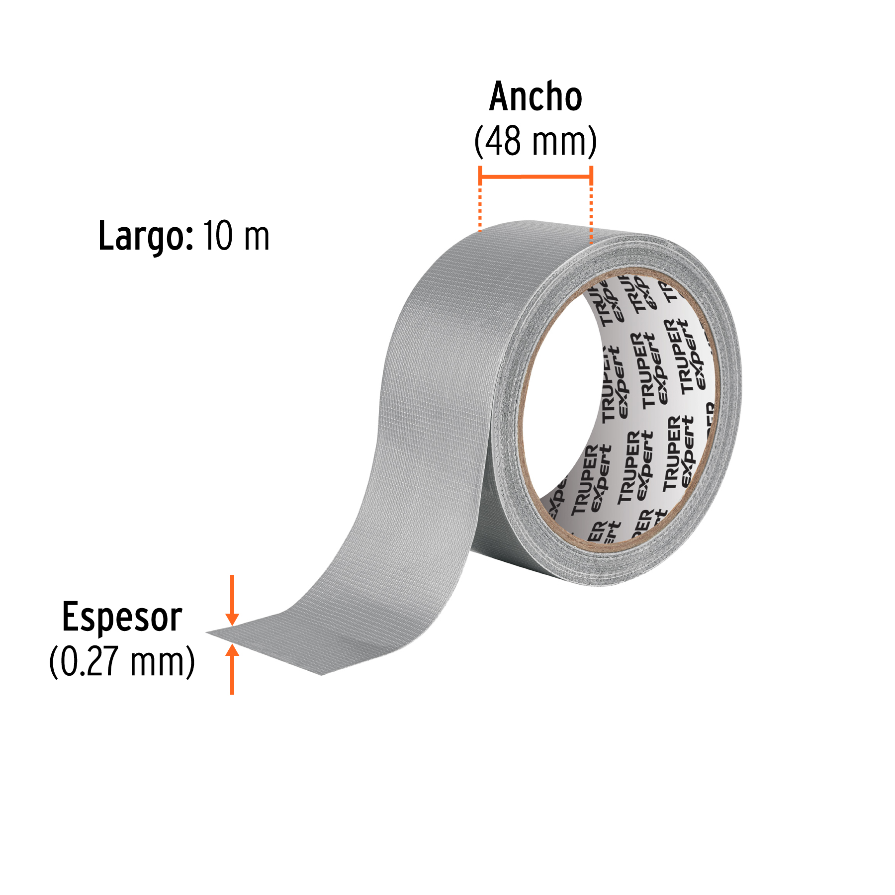 Cinta para ducto 10m x 48mm, espesor 0.27mm, EXPERT - Imagen 4