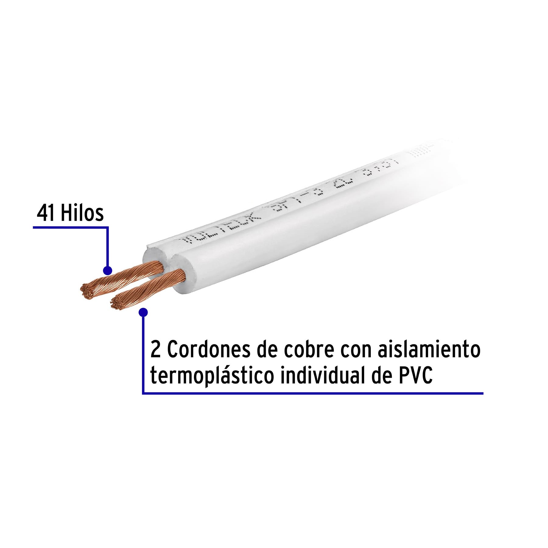 Carrete con 10 m cordón dúplex flexible SPT 14 AWG, VOLTECK - Imagen 3