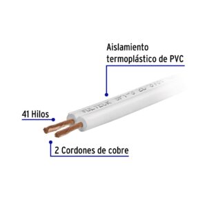 Metro de cordón dúplex flexible SPT 14 AWG en carrete 500 m - Imagen 3