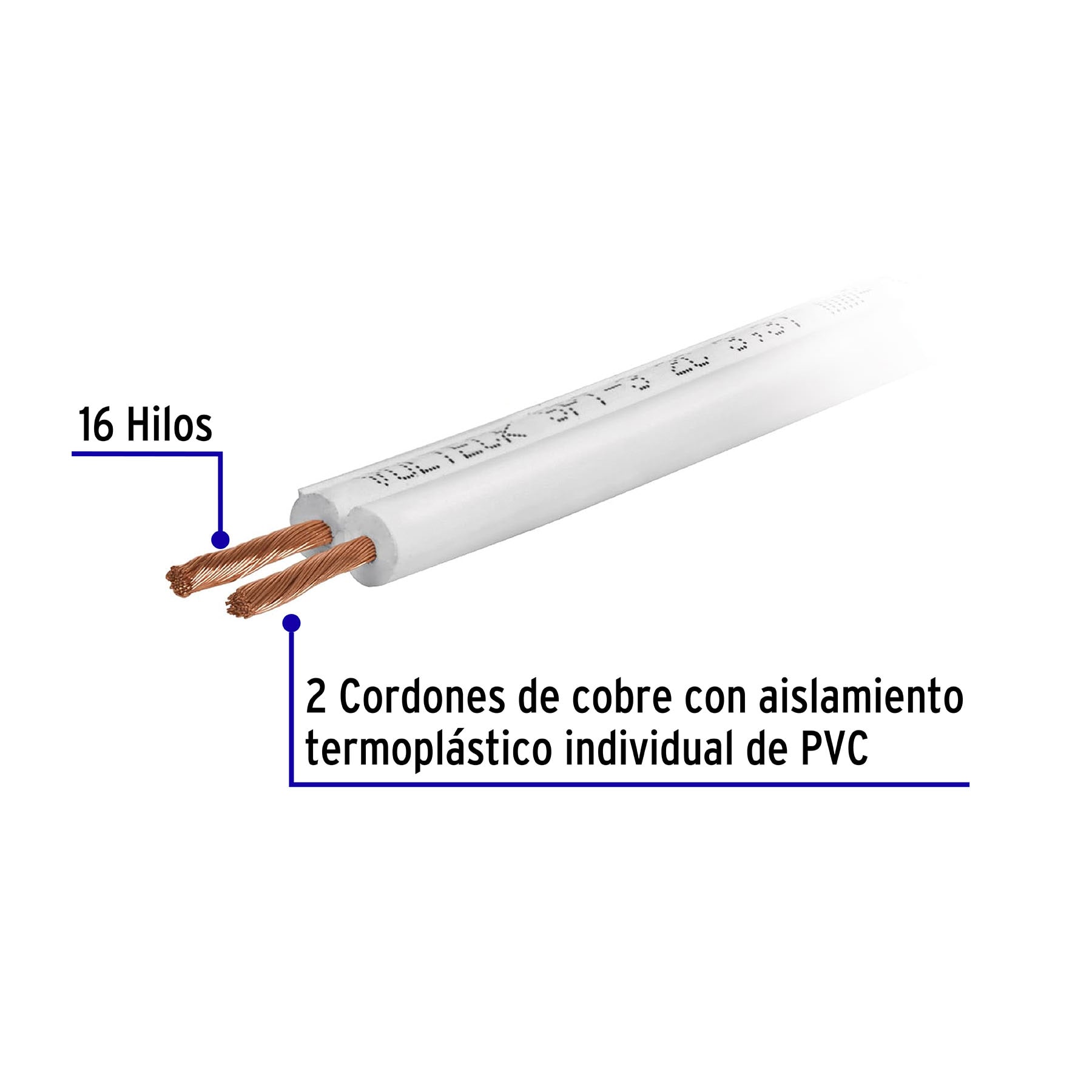 Carrete con 20 m cordón dúplex flexible SPT 18 AWG, VOLTECK - Imagen 3