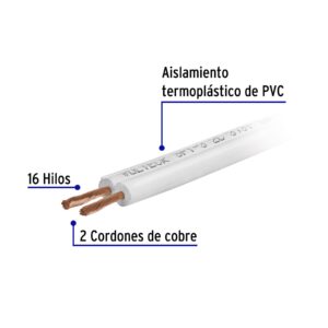 Metro de cordón dúplex flexible SPT 18 AWG en carrete 500 m - Imagen 3