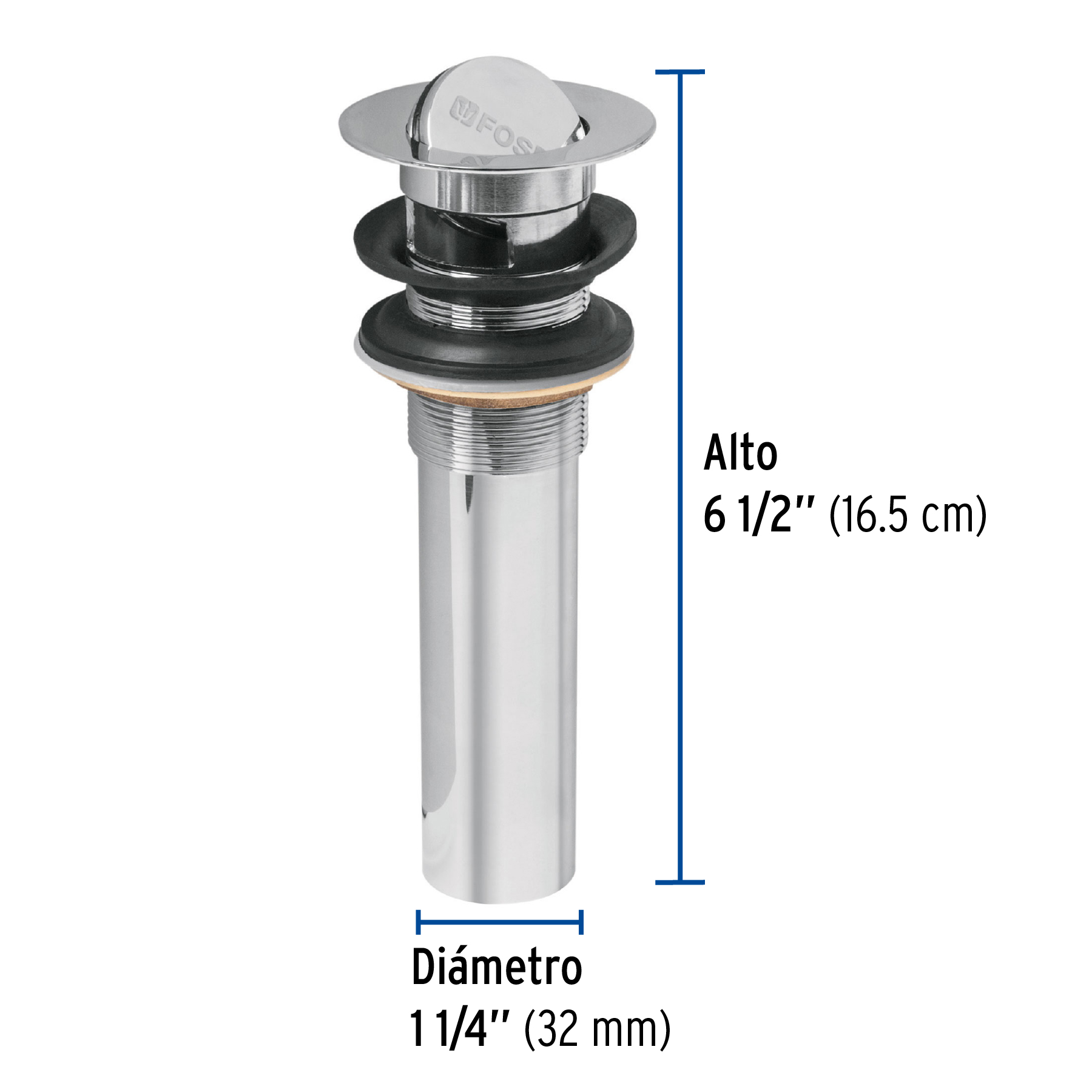 Contra para lavabo, con rebosadero, tipo moneda, cromo - Imagen 3