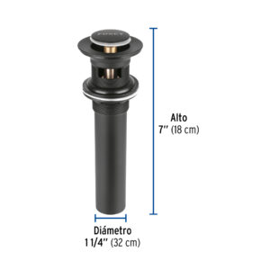 Contra para lavabo, con rebosadero, sistema push, negro - Imagen 4