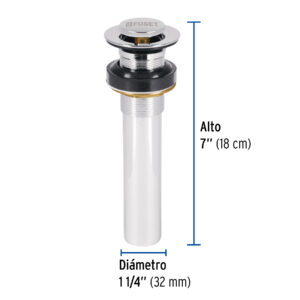Contra para lavabo, sin rebosadero, sistema push, cromo - Imagen 4