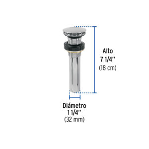 Contra para lavabo, sin rebosadero, tipo hongo, cromo - Imagen 4
