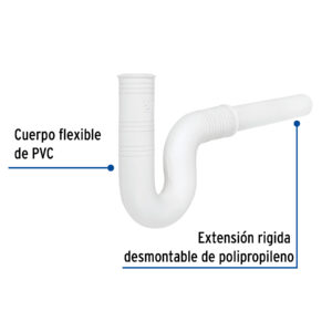 Céspol flexible de PVC, con extensión, para lavabo, FOSET - Imagen 3