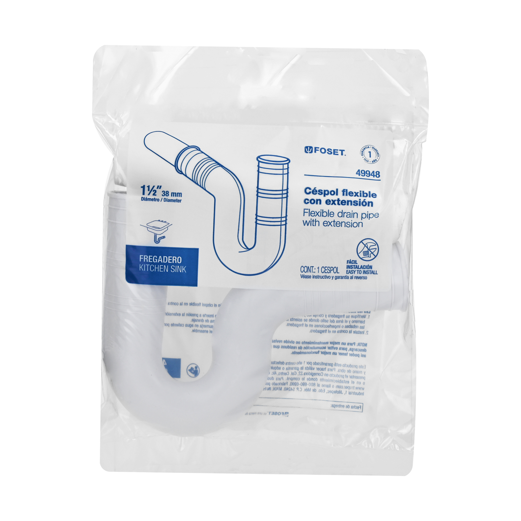 Céspol flexible de PVC, con extensión, para fregadero, FOSET - Imagen 4