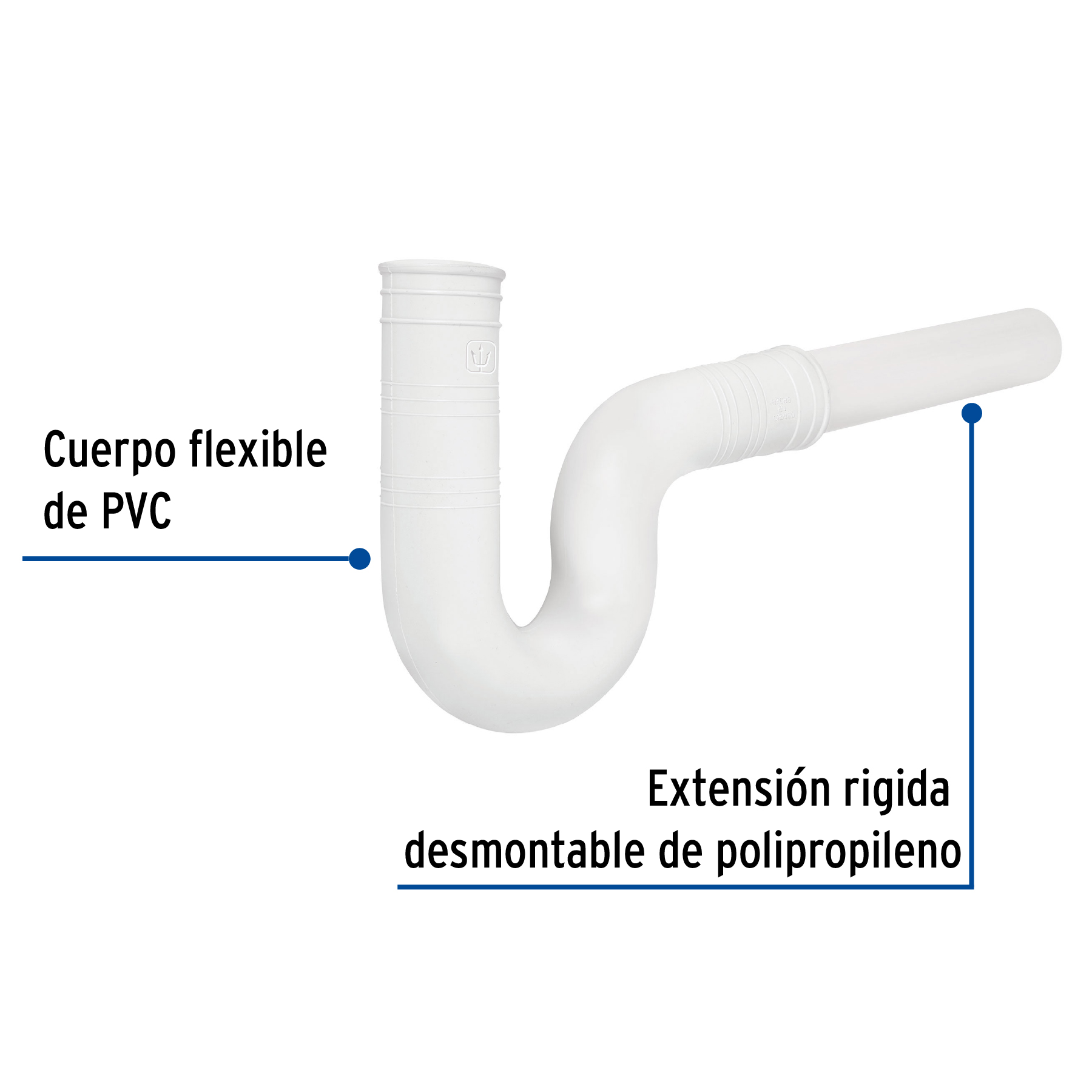 Céspol flexible de PVC, con extensión, para fregadero, FOSET - Imagen 3