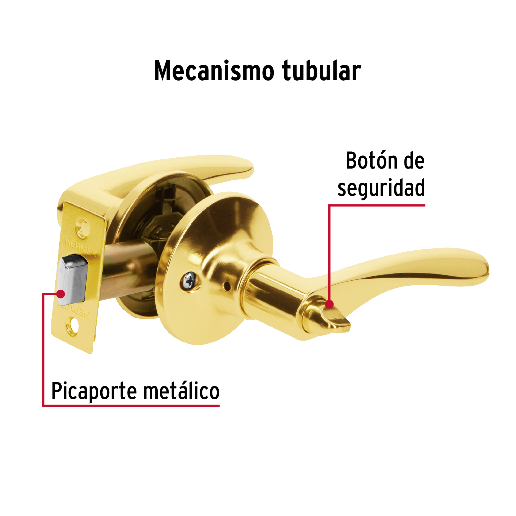 Cerradura manija 'Milán' baño latón brillante, cil metal - Imagen 4