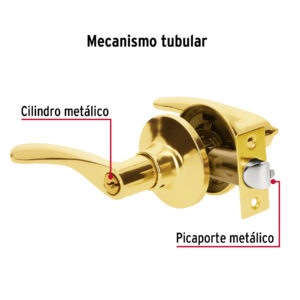 Cerradura manija 'Milán' recámara latón brillante, cil metal - Imagen 5