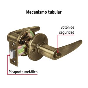 Cerradura manija 'Turín' p/baño latón antiguo, cil latón - Imagen 4