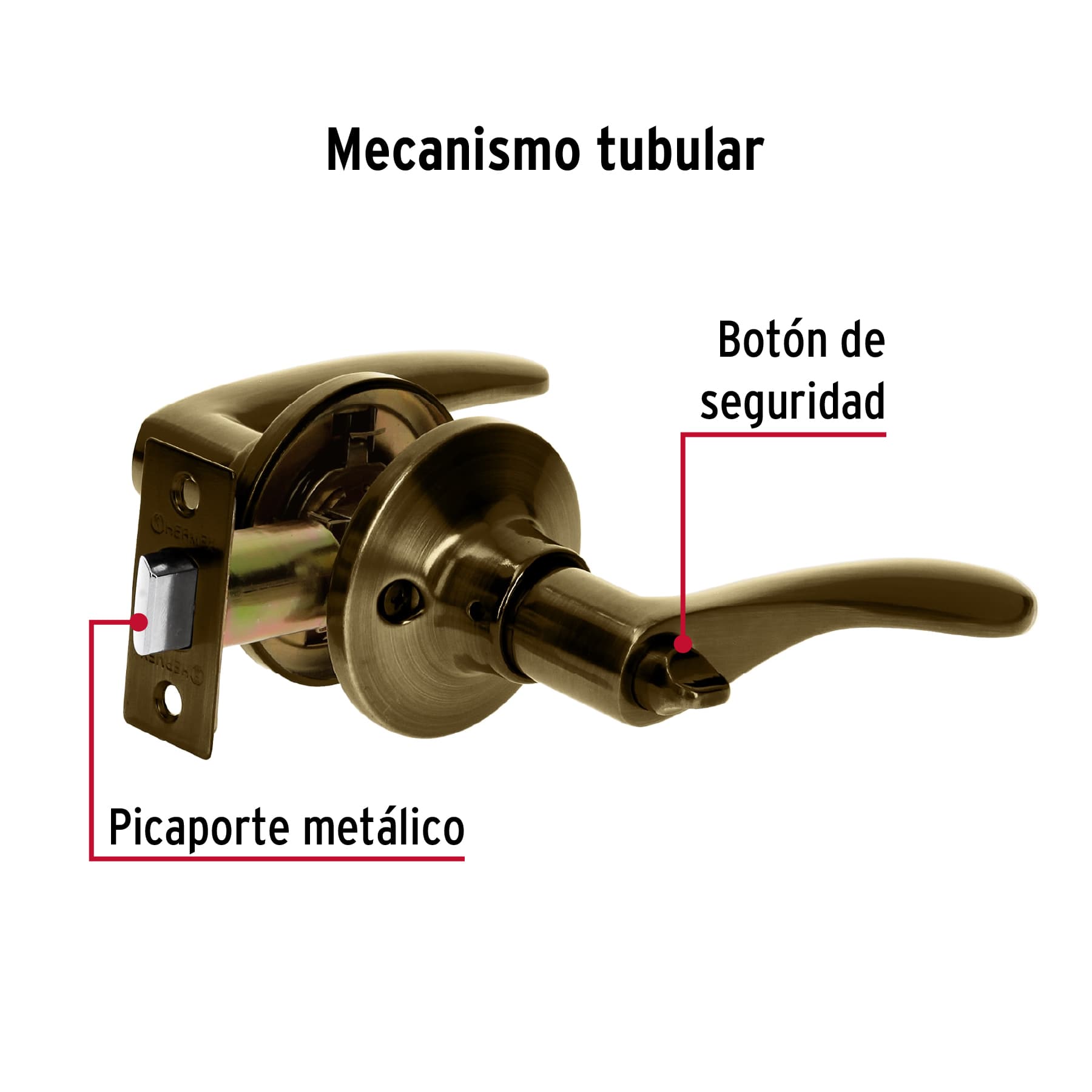 Cerradura manija 'Milán' baño latón antiguo, cil metal - Imagen 4