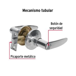 Cerradura manija 'Turín' p/baño cromo mate, cil latón - Imagen 4