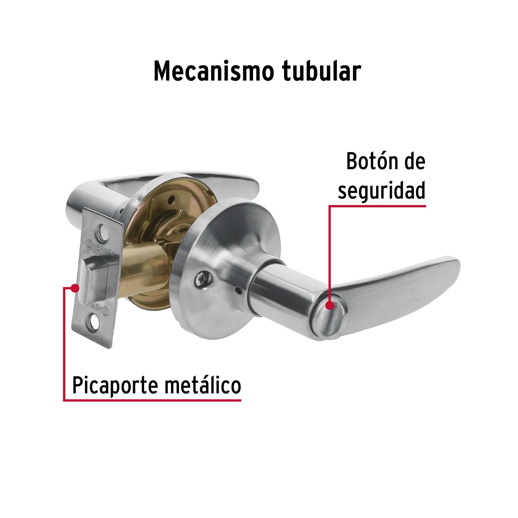 Cerradura manija 'Turín' p/baño cromo mate, cil latón - Imagen 4