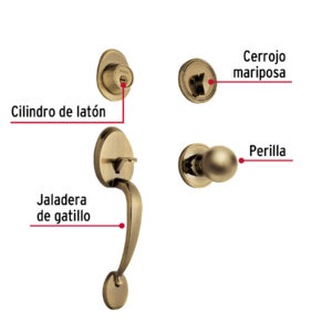 Jaladera/perilla, Lugo llave-mariposa, Latón Antiguo, HERMEX - Imagen 5