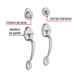 Doble jaladera, Lugo llave-mariposa, Cromo Mate, HERMEX - Imagen 6