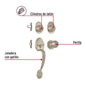 Jaladera/perilla, Lugo llave-llave, Níquel Satín, HERMEX - Imagen 3