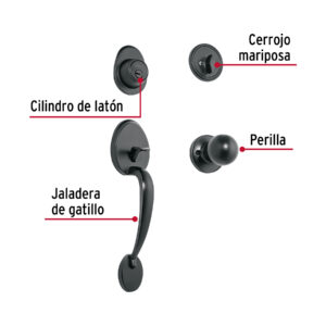 Jaladera/perilla, Lugo llave-mariposa, Negro, HERMEX - Imagen 3
