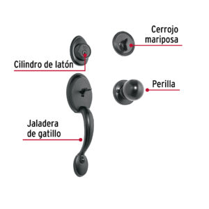 Jaladera y perilla, Berna llave-mariposa, negro, BASIC - Imagen 3