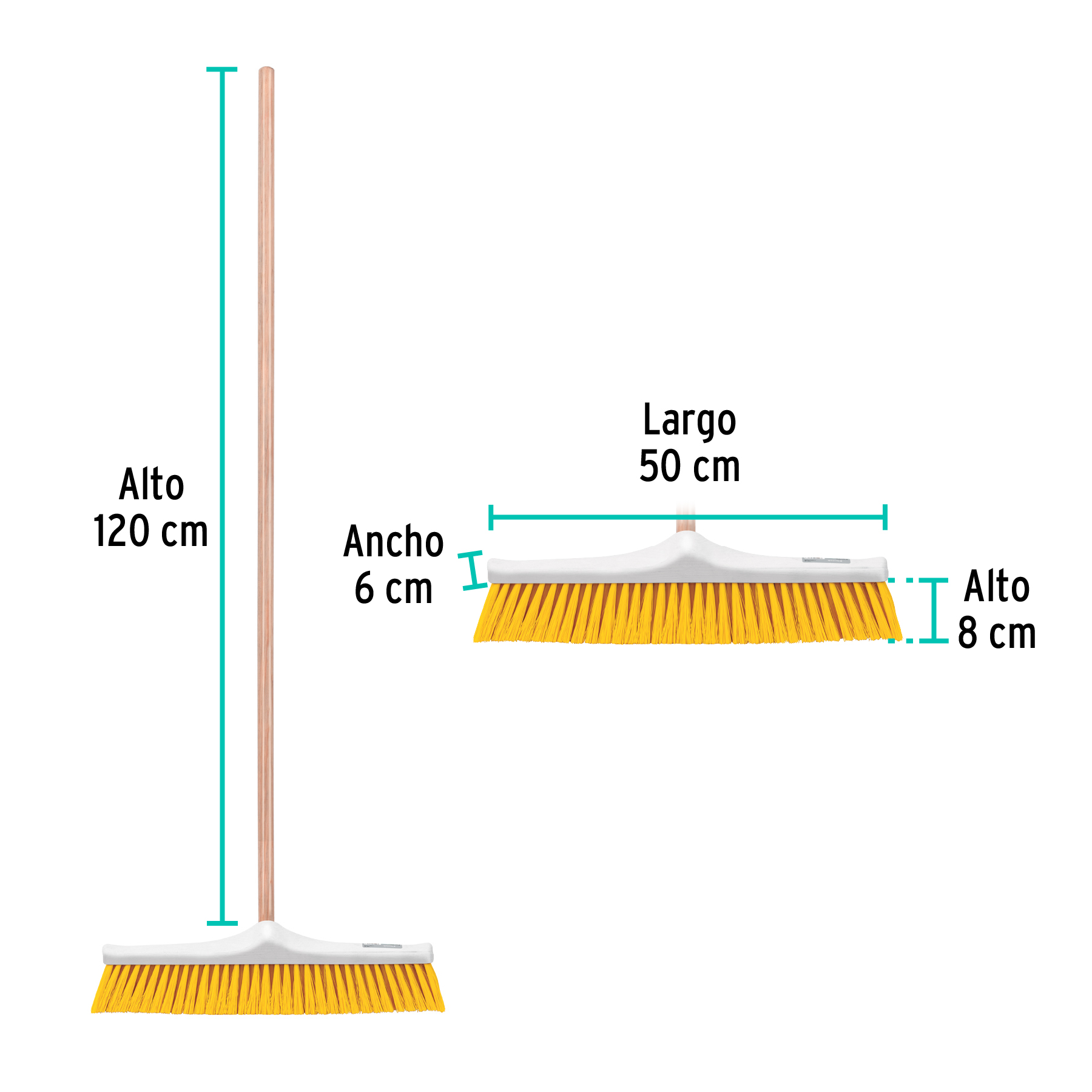 Cepillo para barrer cerda suave de 50 cm, bastón de madera - Imagen 4