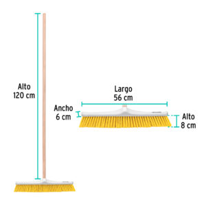 Cepillo para barrer cerda suave de 56 cm, bastón de madera - Imagen 4