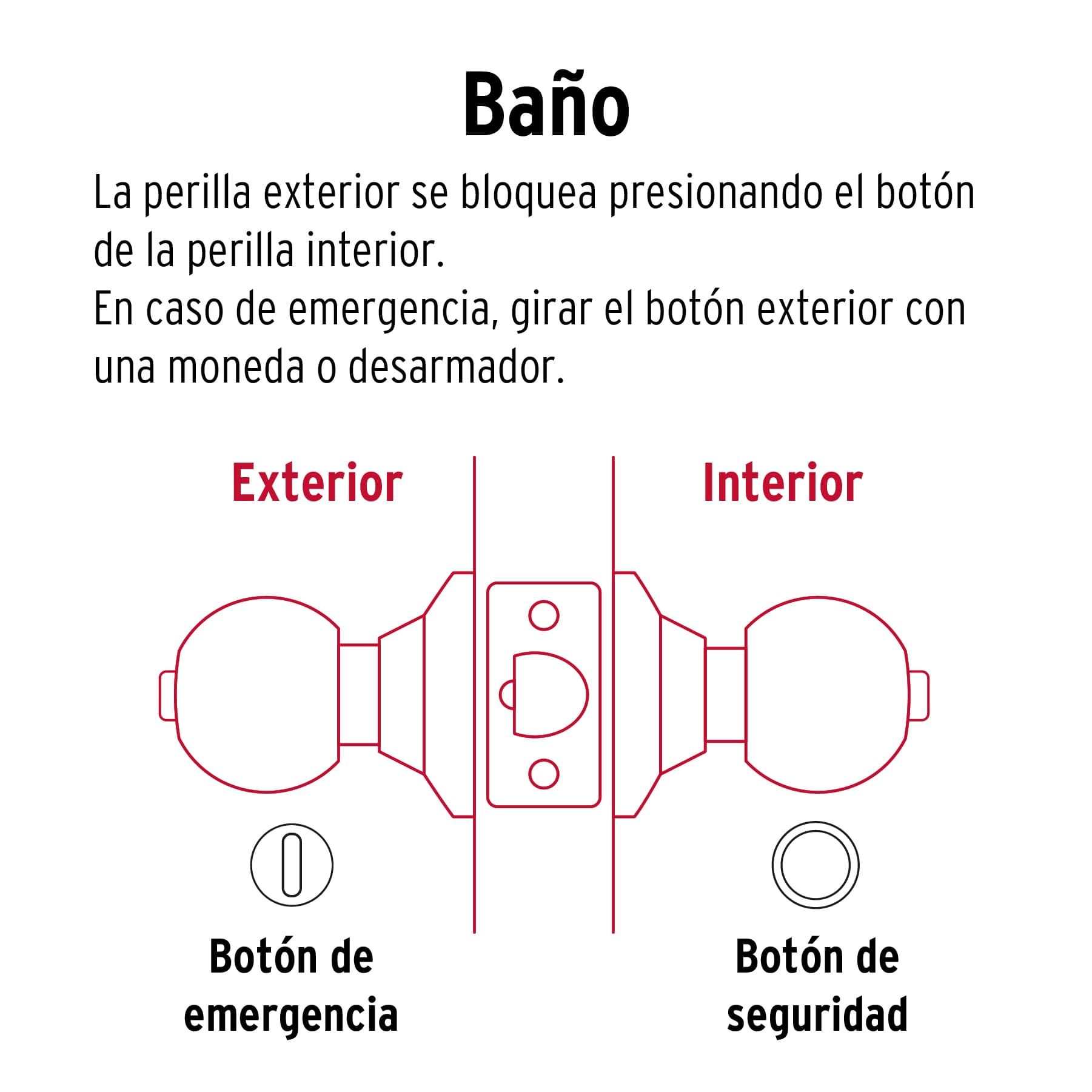 Cerradura tipo oval para baño, latón brillante, HERMEX - Imagen 5