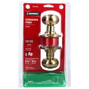 Cerradura tipo oval para baño, latón brillante, HERMEX - Imagen 7