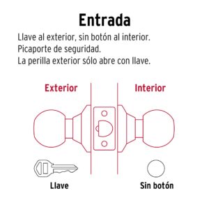 Cerradura tipo esfera para entrada, cromo mate, HERMEX - Imagen 5