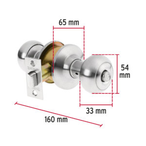 Cerradura tipo oval para baño, cromo mate, HERMEX - Imagen 6