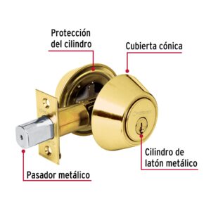 Cerrojo llave-llave latón brillante,llave tradicional HERMEX - Imagen 5