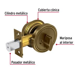 Cerrojo llave-mariposa latón antiguo, llave tradicional - Imagen 6