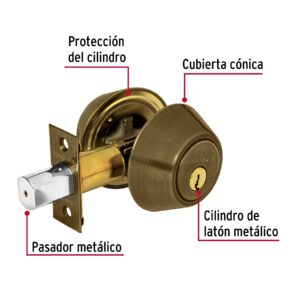 Cerrojo llave-llave latón antiguo, llave tradicional, HERMEX - Imagen 5
