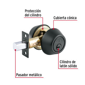 Cerrojo llave-llave negro, llave puntos, HERMEX - Imagen 3