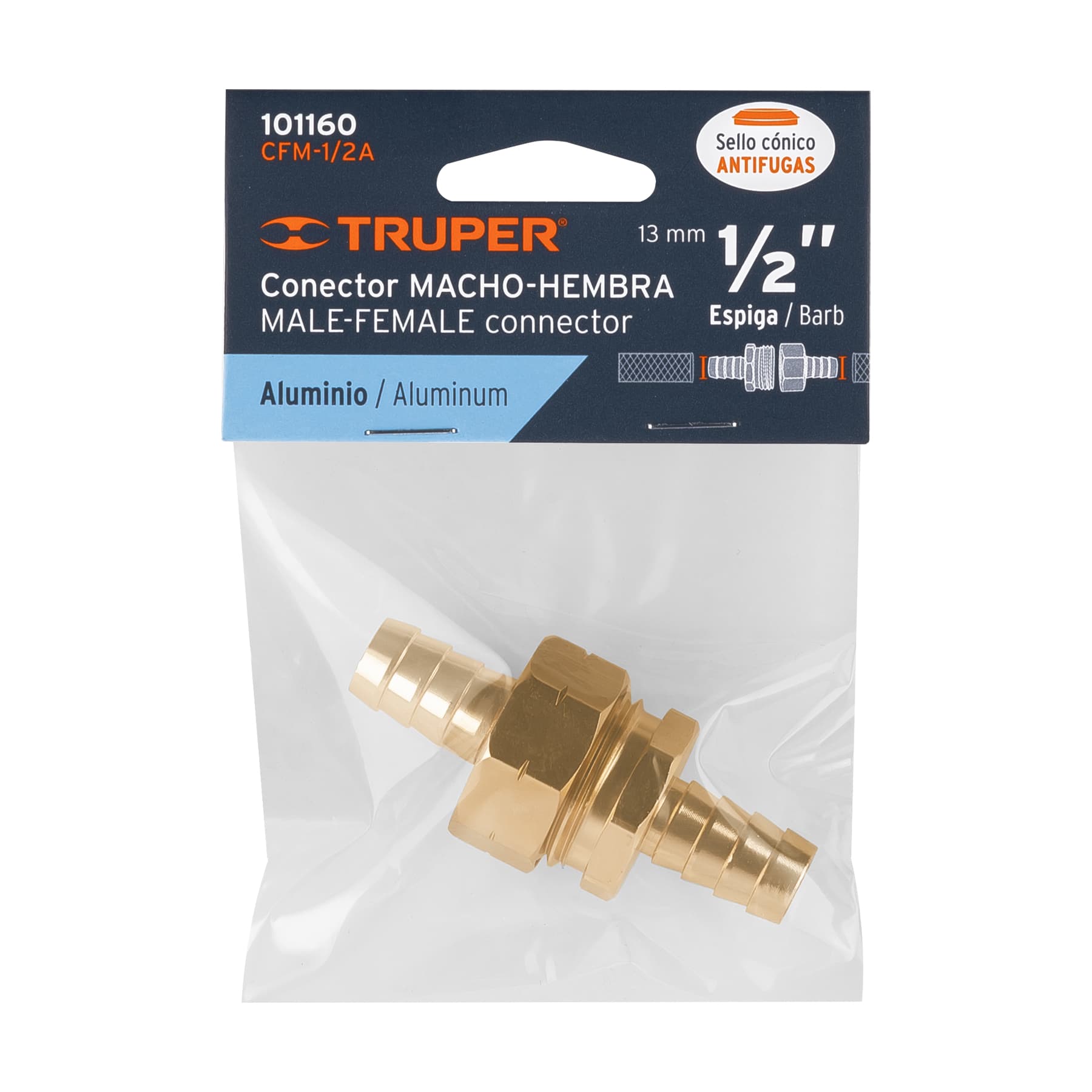 Juego de conectores 1/2' macho/hembra de aluminio, TRUPER - Imagen 4