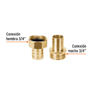 Conectores 3/4' macho y hembra de latón sólido para manguera - Imagen 3