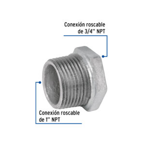 Reducción bushing acero galvanizado 1'x 3/4', FOSET - Imagen 3