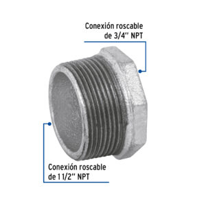 Reducción bushing acero galvanizado 1-1/2 x 3/4', FOSET - Imagen 3